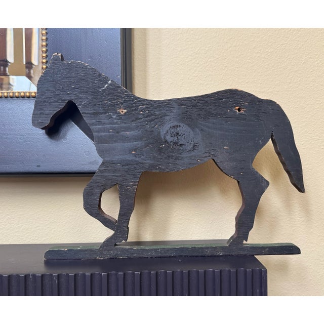 Vintage Folk Art Americana Painted Horse Figurine, Maroon & Forest Green For Sale In Houston - Image 6 of 11