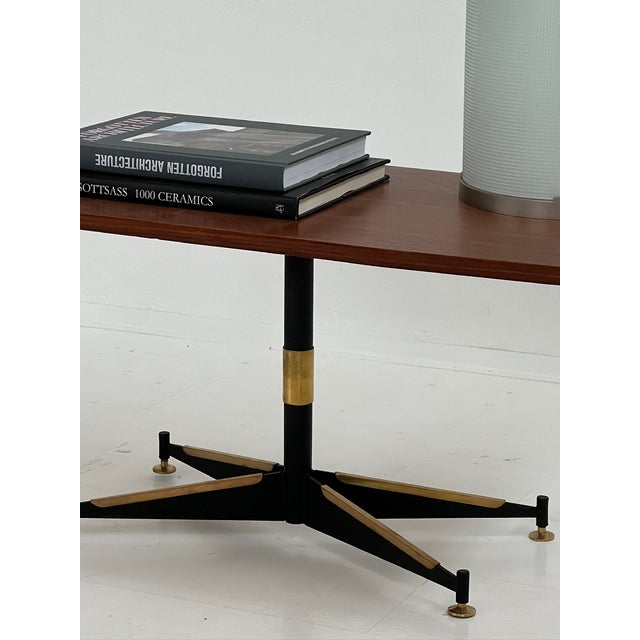 Rectangular Coffee Table in Wood and Metal attributed to Ignazio Gardella, 1970s For Sale - Image 6 of 9