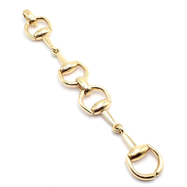 Metal Gucci Equestrian Yellow Gold Large Horsebit Link Bracelet For Sale - Image 7 of 11
