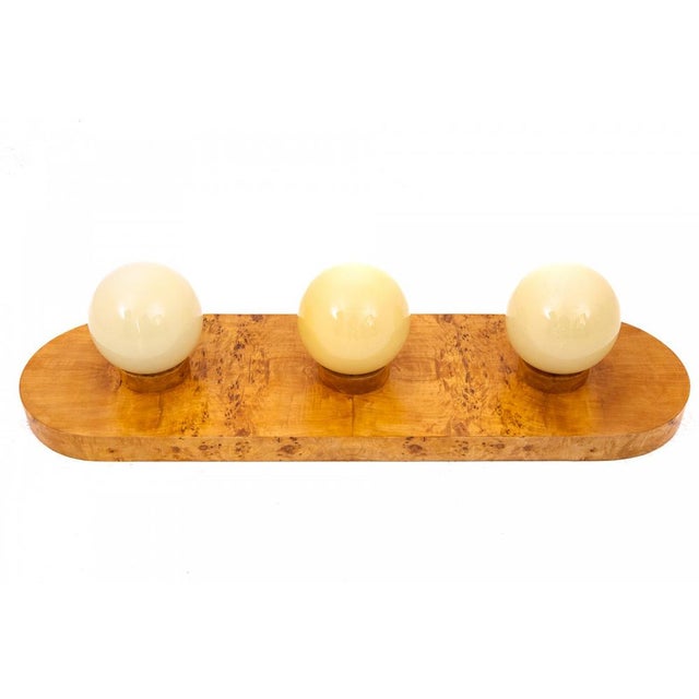 Glass Walnut Ceiling Lamp, Poland, 1950s For Sale - Image 6 of 6