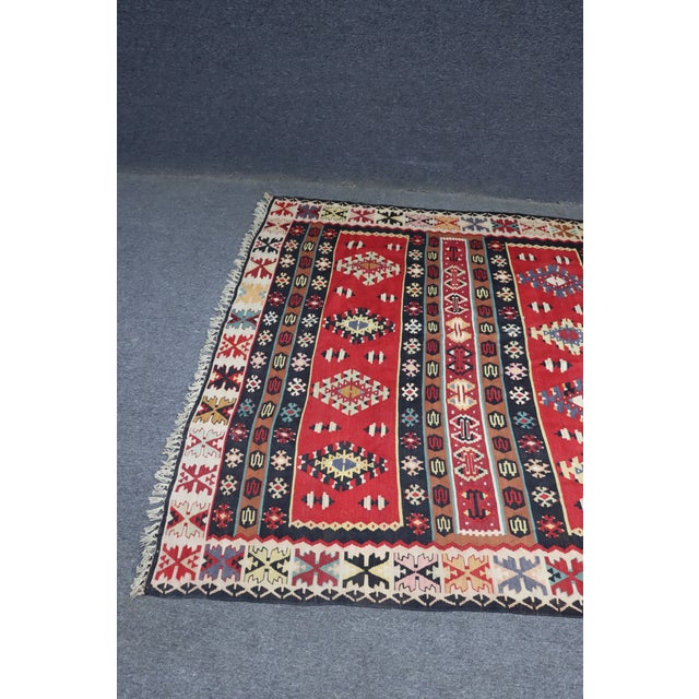 Mid-Century Modern Southwestern Handwoven Wool Rug For Sale - Image 3 of 10