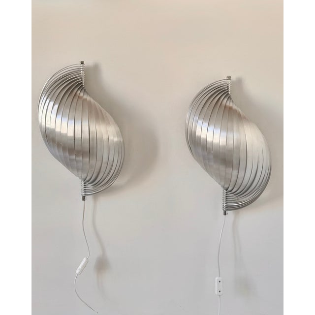 Vintage Metal Wall Lights by Henri Mathieu, France, 1970, Set of 2 For Sale - Image 3 of 9