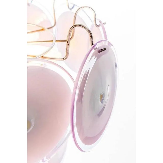 Pink Murano Disc Chandelier from Vistosi, 1970s For Sale - Image 8 of 9