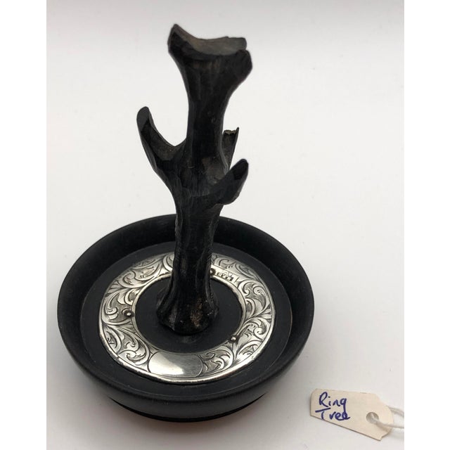 Ring Tree Edwardian English Ebony & Sterling; Ca 1916 Hallmark- No Monogram For Sale - Image 9 of 12