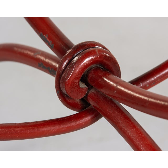 Vintage Table With Limestone Top and Red Metal Base For Sale - Image 9 of 10