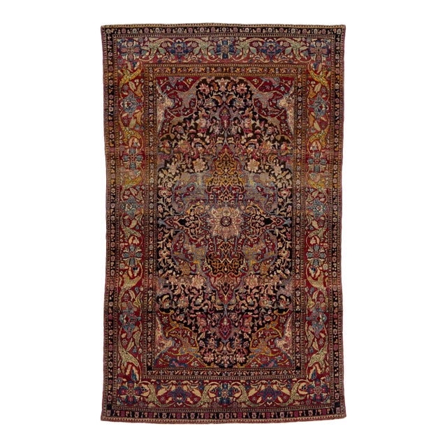 Antique Kerman Persian Wool Rug With a Multicolored Allover Floral Design For Sale