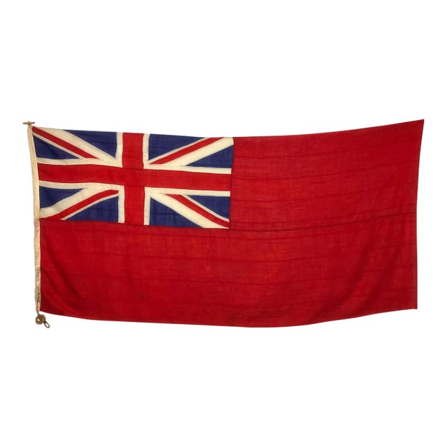 Oversize Vintage Wool British Red Ensign Flag With Union Jack For Sale