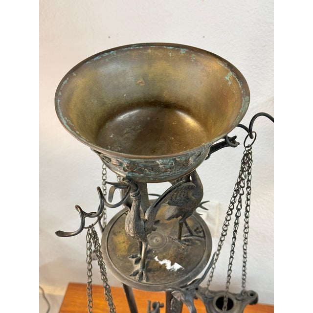 19th Century 19th Century Large Bronze Grand Tour Neo Classical Pompeiian Tripod Heron Oil Lamp For Sale - Image 5 of 18