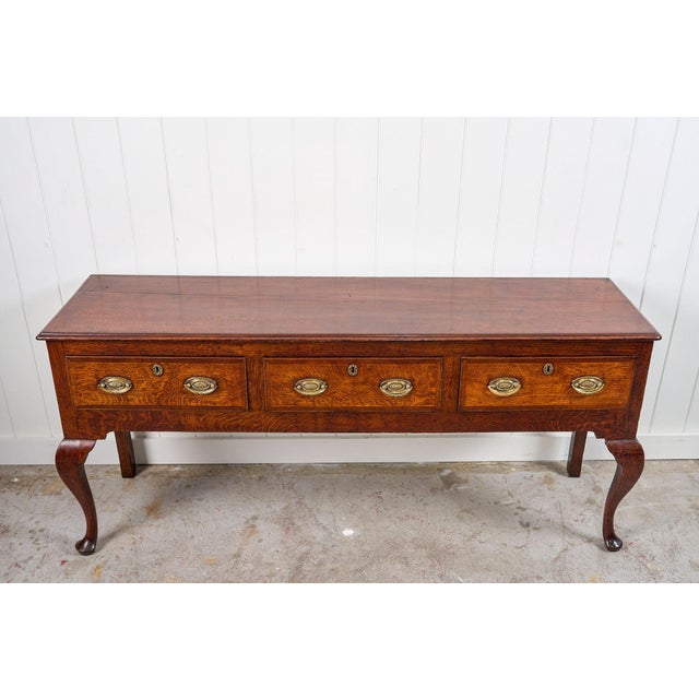 18th Century Tiger Oak Dresser Base / Console (C. 1790) For Sale - Image 4 of 10