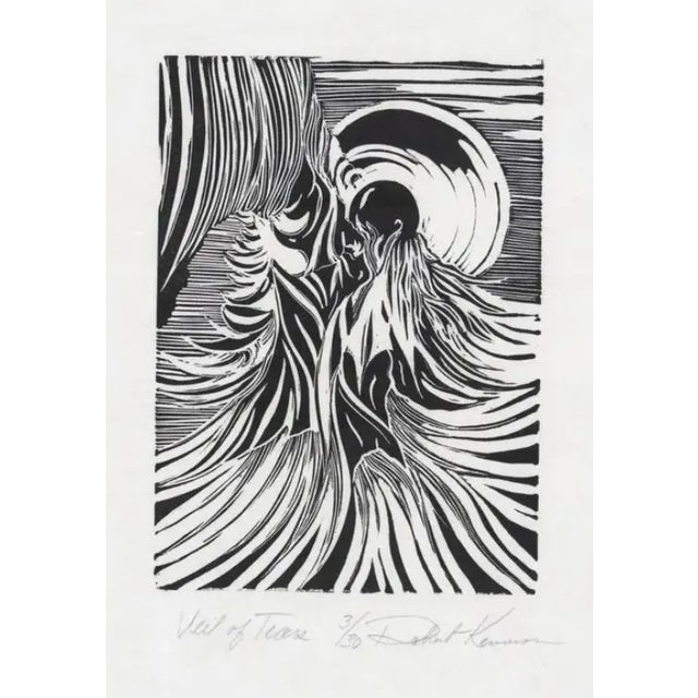 Abstract Robert Kormos Veil of Tears Woodblock For Sale - Image 3 of 3