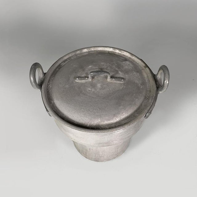 Italian Round Aluminum Pot with Lid, 1930s For Sale - Image 6 of 16