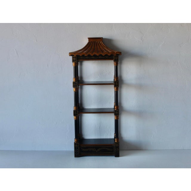 Wood Vintage Chinoiserie Pagoda Form Faux Bamboo Wall Rack 3 Shelves For Sale - Image 7 of 15