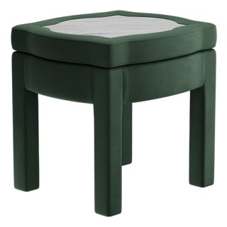Olive Linen Piero Ottoman by Ceraudo For Sale