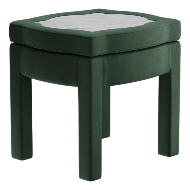 Olive Linen Piero Ottoman by Ceraudo For Sale