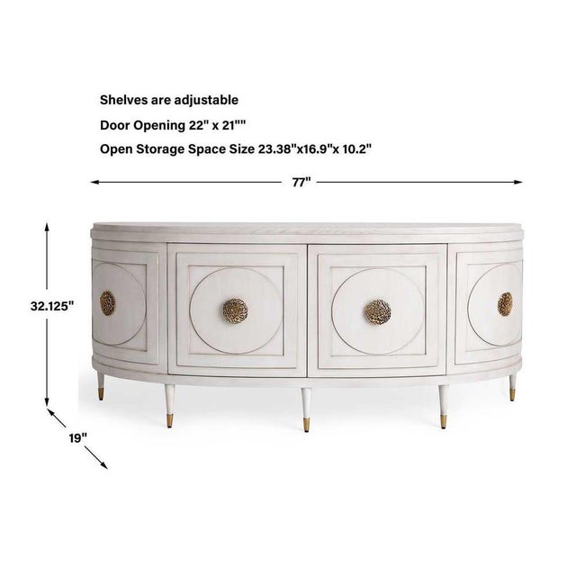 This Classic Regency demilune Buffet console cabinet/ Console is both fresh and timeless. Made of hardwood with a brushed...