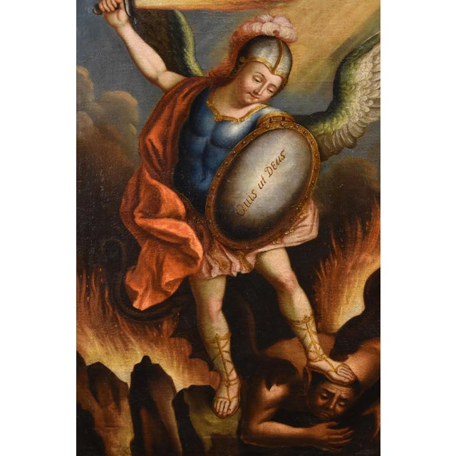Juan Pedro López, Saint Michael the Archangel, 1760, Oil on Canvas, Framed For Sale - Image 12 of 17