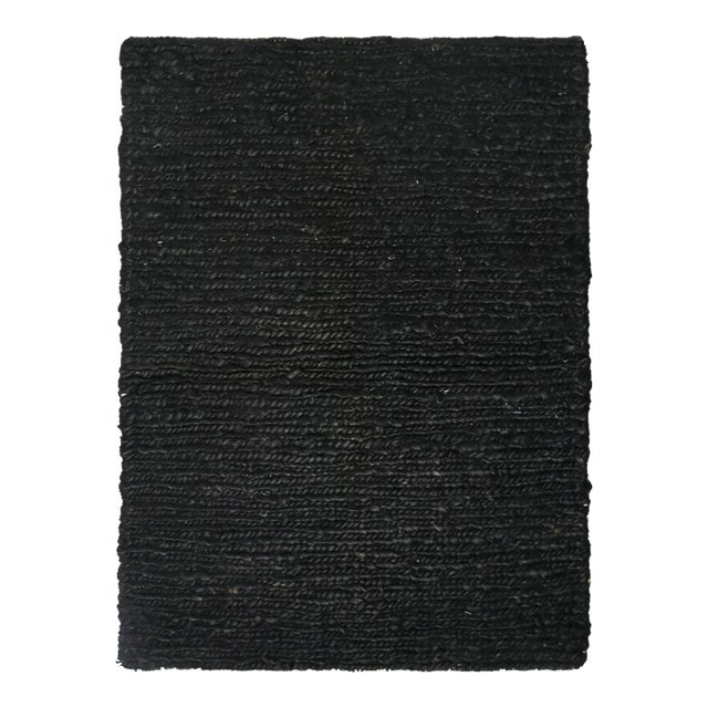 Rug & Kilim Plain Black Natural Fiber Rug, 10' x 10' For Sale