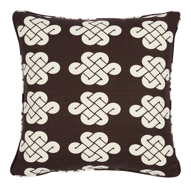 Chinoiserie Schumacher Penelope Knot 20" Pillow in Brown For Sale - Image 3 of 3