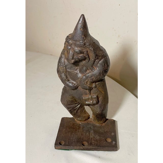 Black Rare Antique Handmade 1900's Heavy Solid Cast Iron Figural Tiger Lion Doorstop For Sale - Image 8 of 11