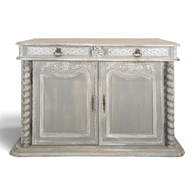 Louis XIII Buffet with Twisted Columns in Grey Oak For Sale - Image 11 of 11