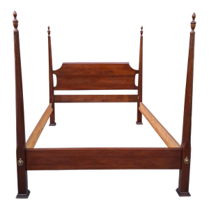 Late 20th Century American Neoclassical Solid Cherry Semi-Poster Full Size Bed Frame