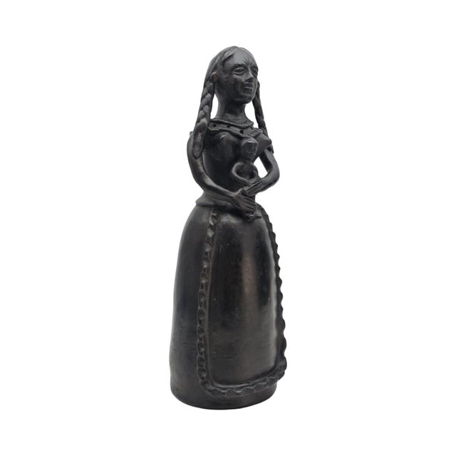 19.5" Mexican Barro Negro Mother & Child Sculpture Lamp Base For Sale - Image 4 of 11