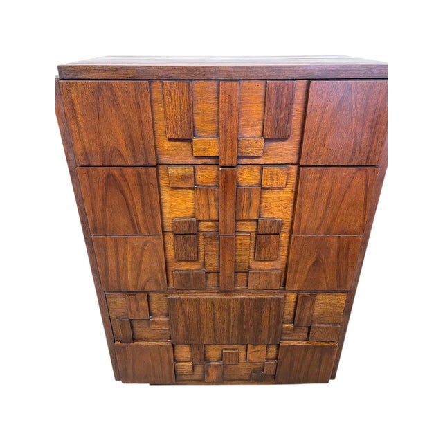 Vintage Brutalist Highboy Dresser by Lane Furniture, 1970s For Sale In Seattle - Image 6 of 10