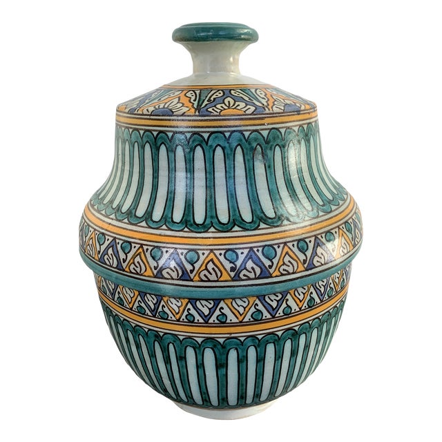 1920s Moroccan Pottery Lidded Bowl/Tureen For Sale