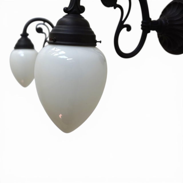 Art Nouveau Brass and Glass Wall Lamps, 1980s, Set of 2 For Sale - Image 9 of 17