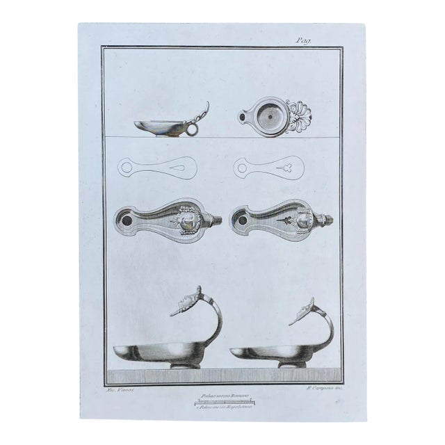 Antique Roman Lamp Engraving For Sale