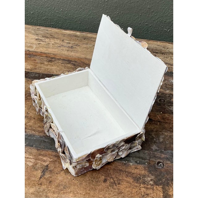 Wood Vintage Oyster Shell Encrusted Box For Sale - Image 7 of 12