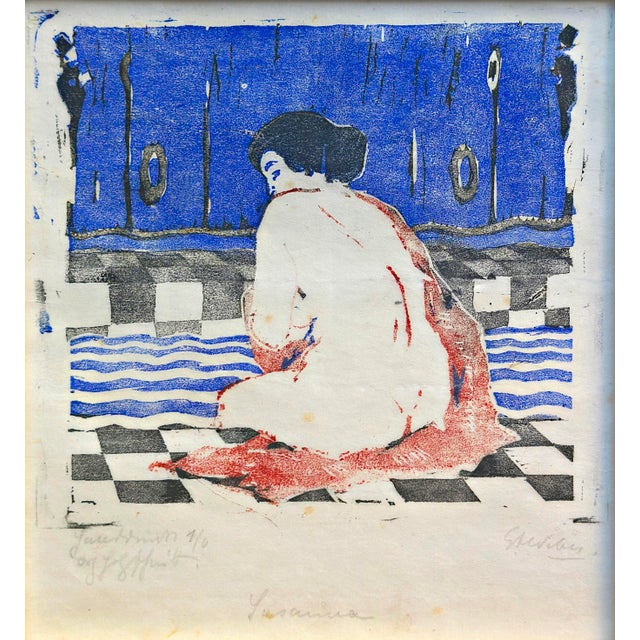 Evarist Adam Weber Aachen 1887–1968 Dießen am Ammersee Susanna, 1910 Color woodcut on thin Japanese paper Signed in pencil...