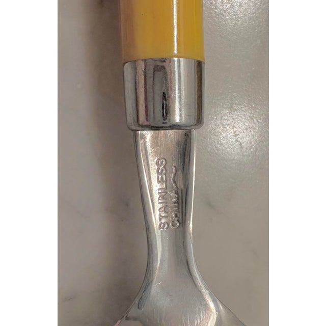 Vintage Never Used Faux Bamboo Handle Stainless Steel Flatware – For 4 - Tropical, Palm Beach Regency, Coastal & British Colonial Style - 12 Pc. For Sale - Image 9 of 9