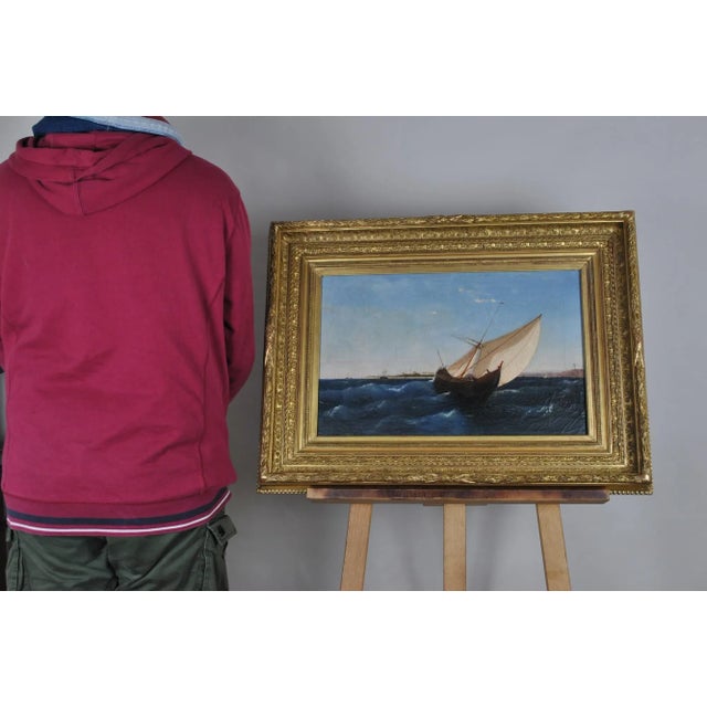 F Berré, HST Navire devant Constantinople, 19th Century, Oil on Canvas, Framed For Sale - Image 10 of 17