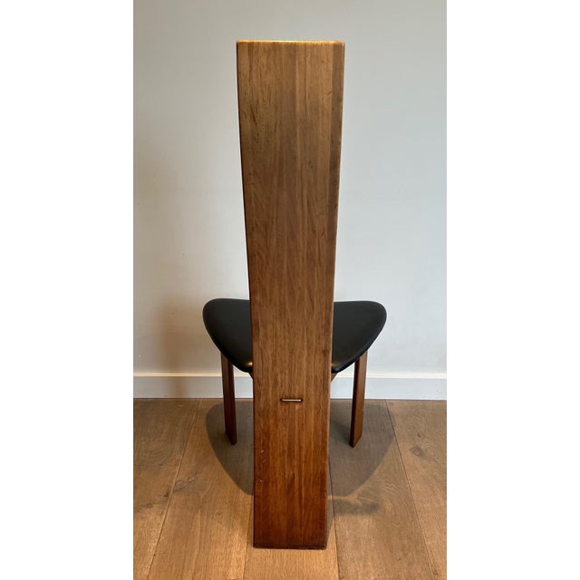 Chocolate Circa 1970 Scandinavian Chairs in Exotic Wood and Black Leather- a Pair For Sale - Image 8 of 12