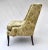 Directoire style flat panel wing back chair in the manner of early Edward Wormley for Dunbar designs in plush woven Damask...