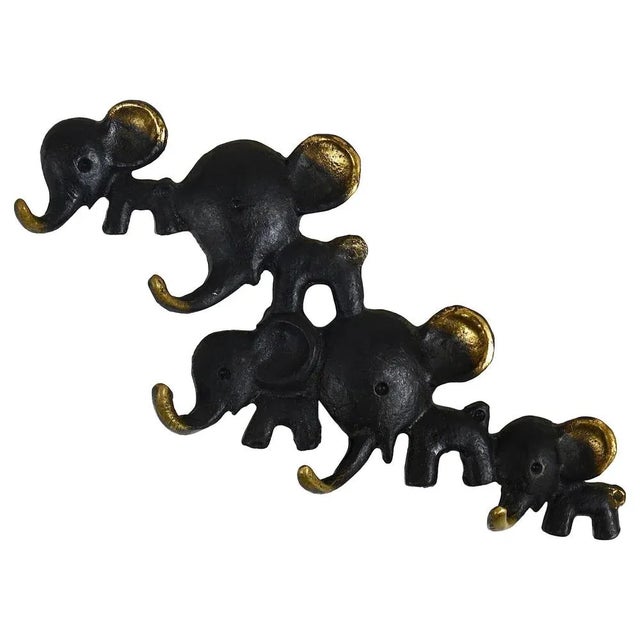 Black Brass Elephant Key Hanger attributed to Walter Bosse for Hertha Baller, Austria, 1950s For Sale - Image 8 of 8