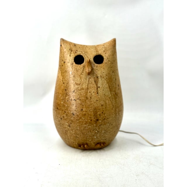 Ceramic Owl Night Light in Sandstone by Alain Blanchard, 1980s For Sale - Image 7 of 7