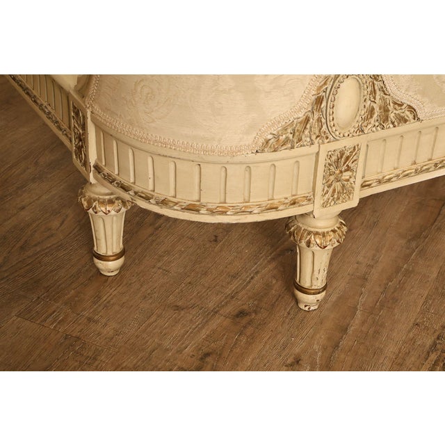 Antique French Louis XVI Style Painted & Upholstered Full Size Bed Frame For Sale - Image 16 of 18
