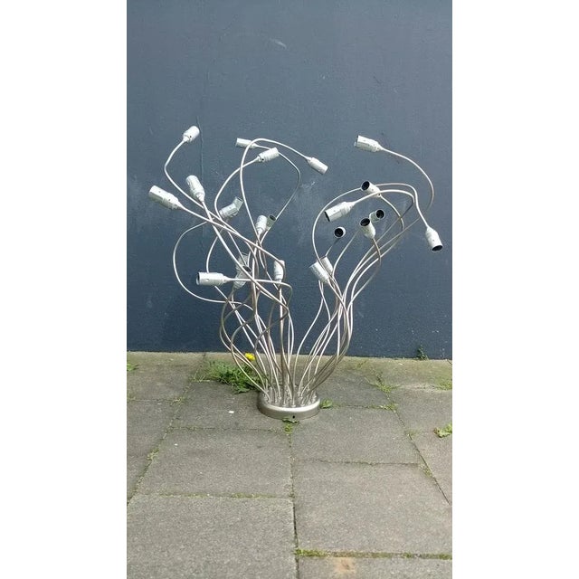 Silver Large 24-Armed Ceiling Lamp attributed to Catellani Smith For Sale - Image 8 of 8