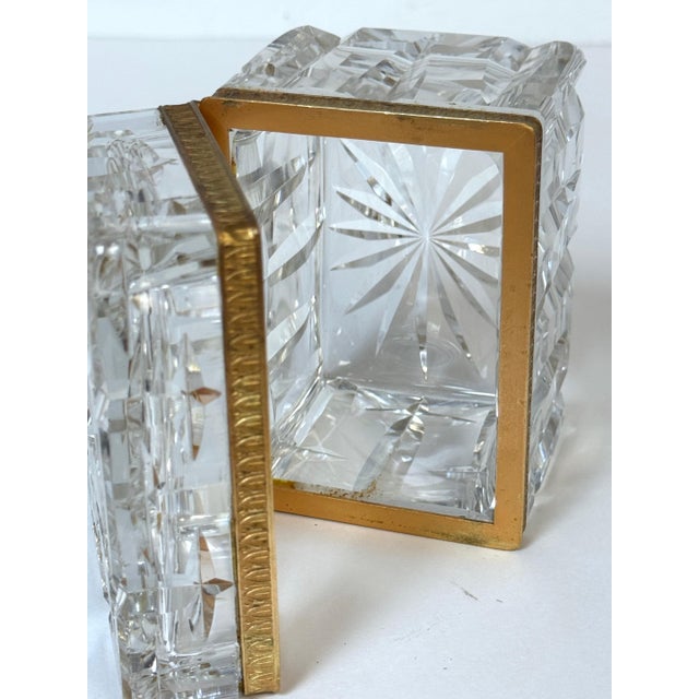 Charles X Style French Ormolu Optic Cut Crystal Box, Signed Lehmann France For Sale - Image 17 of 18