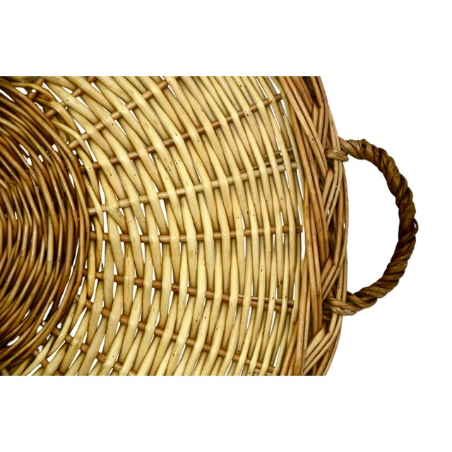 1970s Round Rattan 20" Basket Tray For Sale - Image 4 of 5
