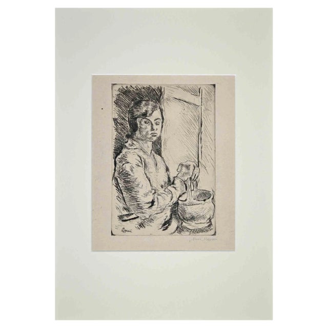 Mino Maccari, Portrait, Original Etching, Mid-20th Century For Sale