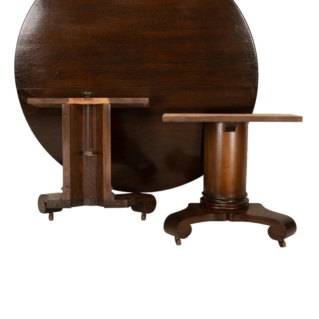 Antique Oak Monumental Empire Split Pedestal Dining, Banquet Table W ...