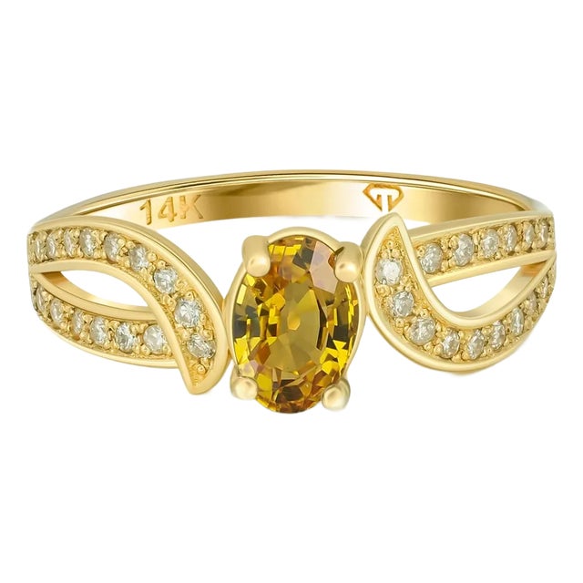 Yellow Sapphire 14k Gold Ring For Sale