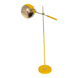 1970s Space Age Modern Yellow Orb Floor Lamp For Sale