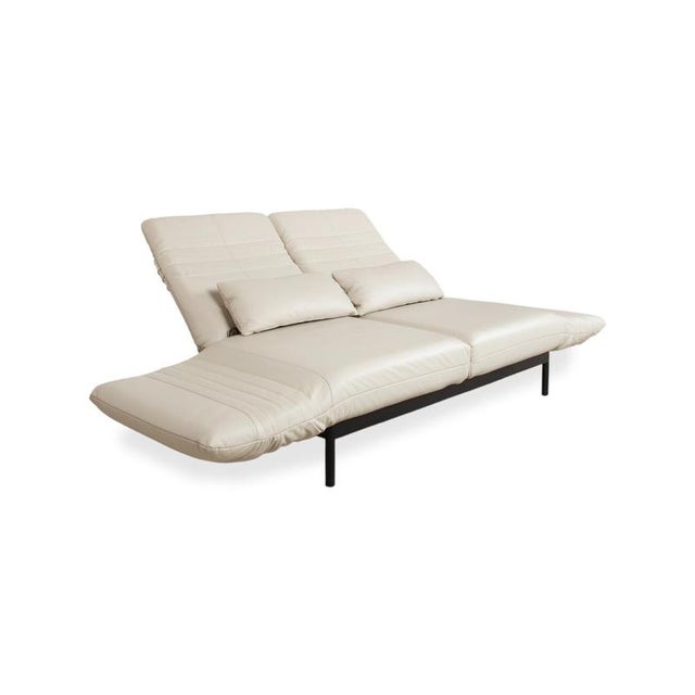 Plura Leather Two-Seater Beige Manual Function Sofa from Rolf Benz For Sale - Image 5 of 16