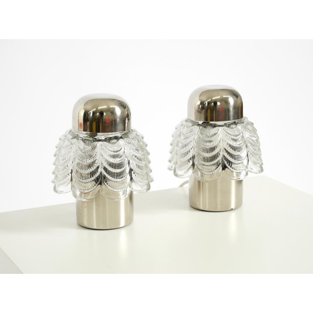 Large Metal and Glass Table Lamps from Veb Narva Leuchtenbau, 1960s, Set of 2 For Sale - Image 6 of 18