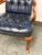 Animal Skin Queen Anne Style Tufted Blue Leather Armchair, Vintage For Sale - Image 7 of 14