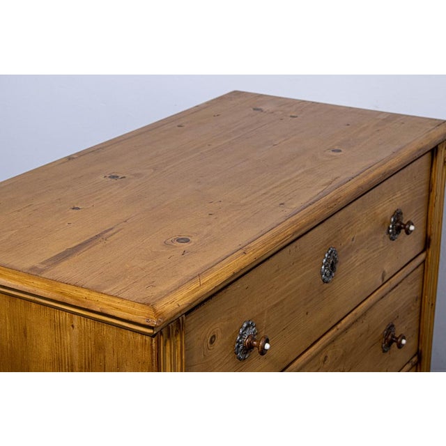 Late 19th Century Pine Chest of Three Drawers with Waxed Finish, 1899 For Sale - Image 5 of 10